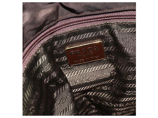 Borsa Tote in Nylon Marrone e Oro PRADA con Catena Auth bs34691 D'oro - vista 18
