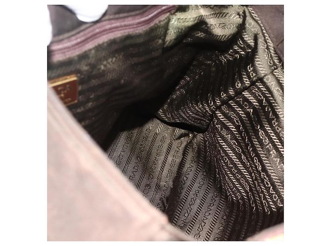 Borsa Tote in Nylon Marrone e Oro PRADA con Catena Auth bs34691 D'oro - vista 19