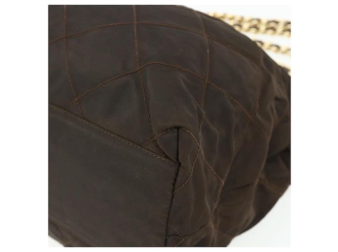 Borsa Tote in Nylon Marrone e Oro PRADA con Catena Auth bs34691 D'oro - vista 9
