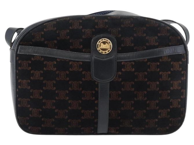 Céline Borsa a Spalla in Tela Macadam Medallion CELINE Nero Oro Auth 176882 D'oro - vista 13