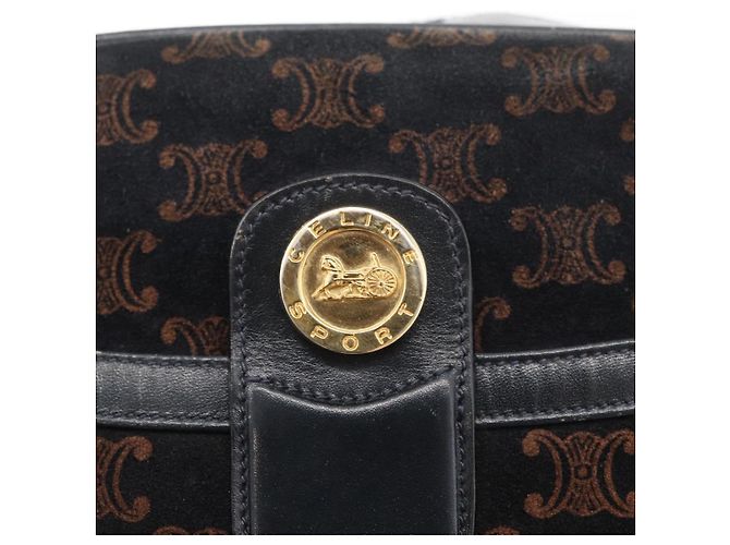 Céline Borsa a Spalla in Tela Macadam Medallion CELINE Nero Oro Auth 176882 D'oro - vista 17