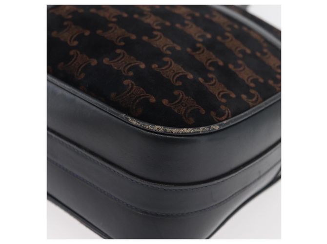 Céline Borsa a Spalla in Tela Macadam Medallion CELINE Nero Oro Auth 176882 D'oro - vista 9