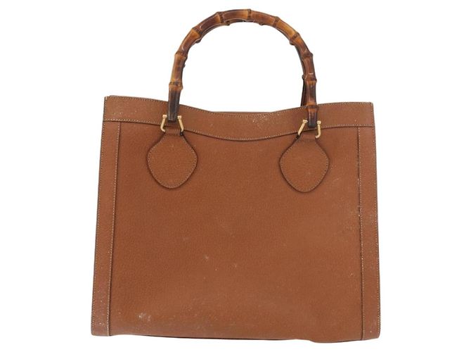 Borsa a mano in pelle Gucci Bamboo marrone oro 002 0260 Auth ep14319 D'oro - vista 13