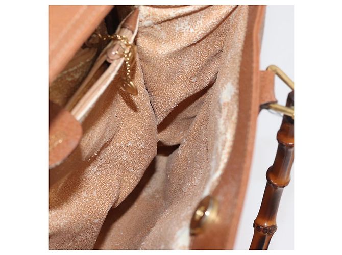 Borsa a mano in pelle Gucci Bamboo marrone oro 002 0260 Auth ep14319 D'oro - vista 18