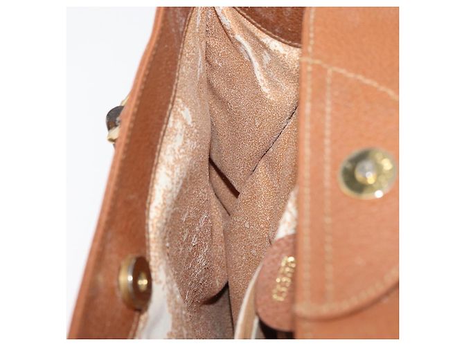Borsa a mano in pelle Gucci Bamboo marrone oro 002 0260 Auth ep14319 D'oro - vista 19