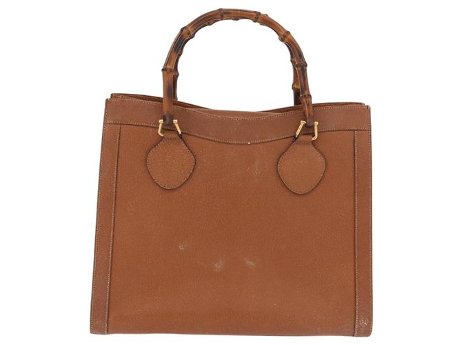 Borsa a mano in pelle Gucci Bamboo marrone oro 002 0260 Auth ep14319 D'oro - vista 2