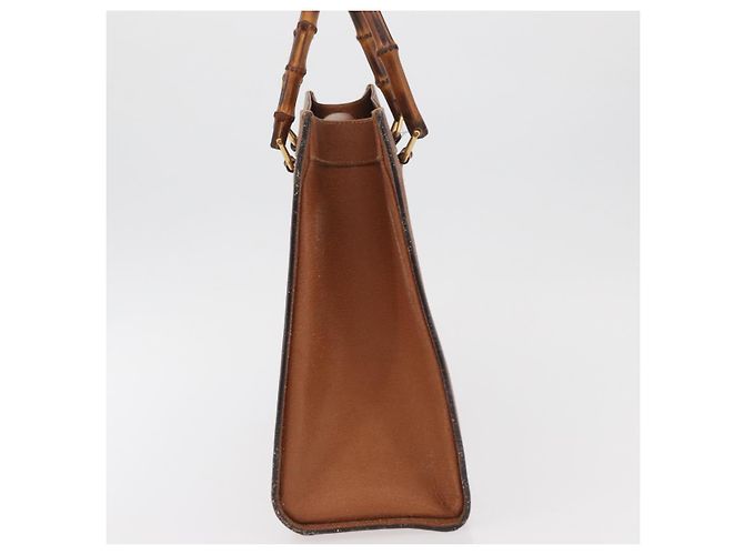 Borsa a mano in pelle Gucci Bamboo marrone oro 002 0260 Auth ep14319 D'oro - vista 3
