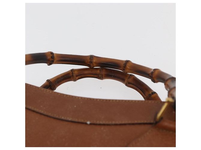 Borsa a mano in pelle Gucci Bamboo marrone oro 002 0260 Auth ep14319 D'oro - vista 8