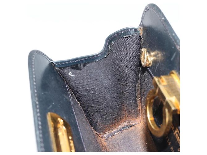 Borsa a Spalla Gancini in Pelle Salvatore Ferragamo Blu Navy Oro Auth 177157 D'oro - vista 11