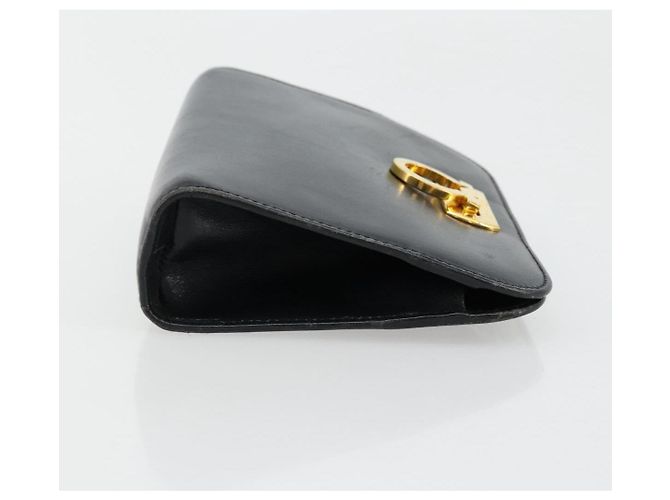 Borsa a Spalla Gancini in Pelle Salvatore Ferragamo Blu Navy Oro Auth 177157 D'oro - vista 3
