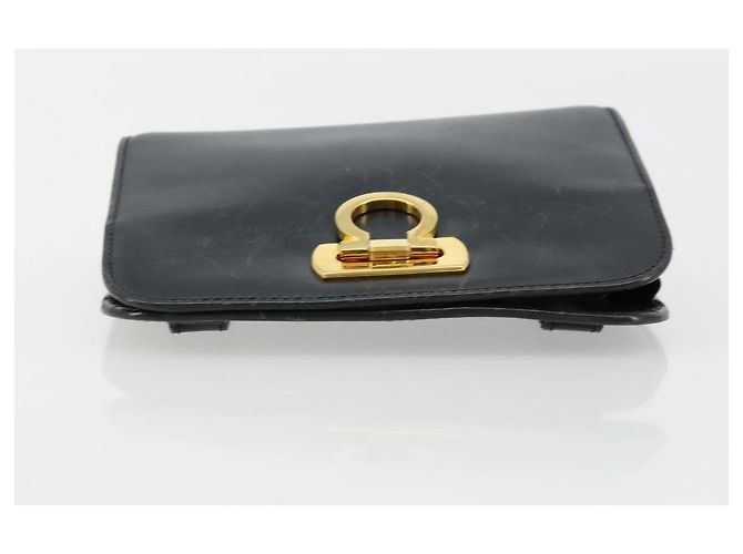 Borsa a Spalla Gancini in Pelle Salvatore Ferragamo Blu Navy Oro Auth 177157 D'oro - vista 5