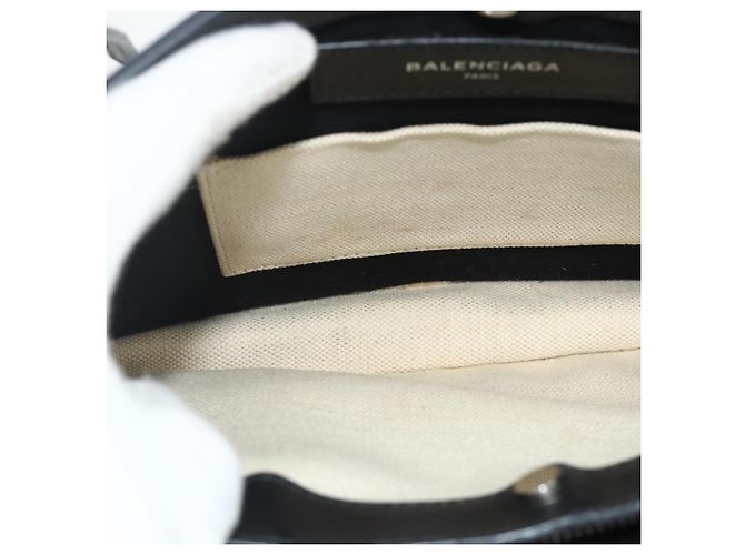 Borsa a Spalla BALENCIAGA in Tela Nera e Bianca 339937 Auth ka4118 Nero Bianco - vista 11