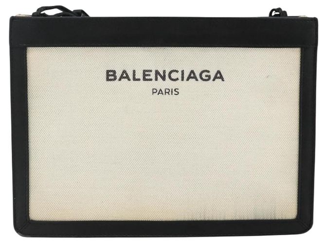 Borsa a Spalla BALENCIAGA in Tela Nera e Bianca 339937 Auth ka4118 Nero Bianco - vista 13