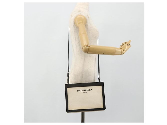 Borsa a Spalla BALENCIAGA in Tela Nera e Bianca 339937 Auth ka4118 Nero Bianco - vista 23