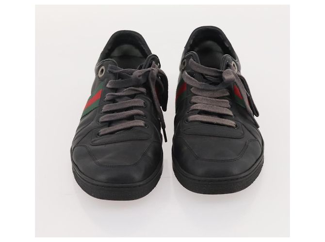 GUCCI Schuhe aus Wildleder 3 Set Schwarz Khaki Weiß Auth 174777 - Ansicht 10