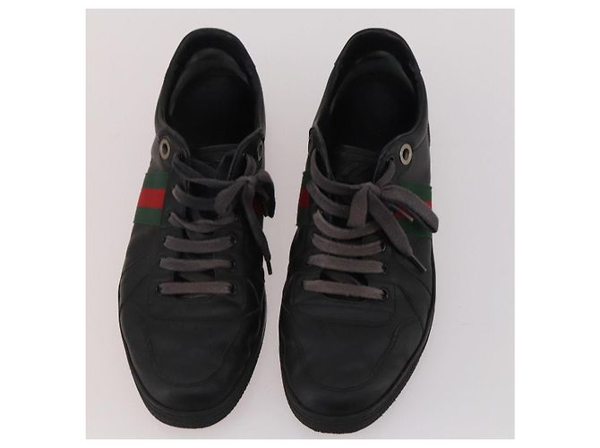 GUCCI Schuhe aus Wildleder 3 Set Schwarz Khaki Weiß Auth 174777 - Ansicht 12