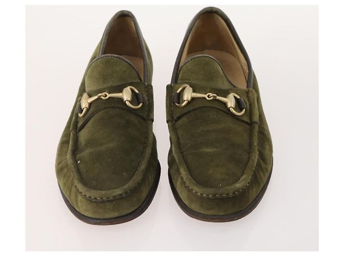 GUCCI Schuhe aus Wildleder 3 Set Schwarz Khaki Weiß Auth 174777 - Ansicht 2