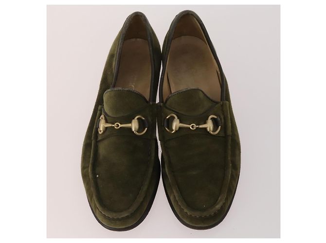 GUCCI Schuhe aus Wildleder 3 Set Schwarz Khaki Weiß Auth 174777 - Ansicht 4
