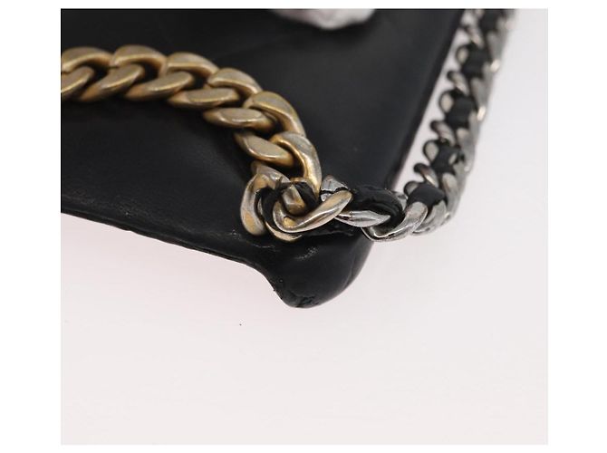 CHANEL Matelassé Corrente Capa para iPhone Bolsa Couro de Cordeiro Preto Ouro CC Auth BA12149A Dourado - vista 14