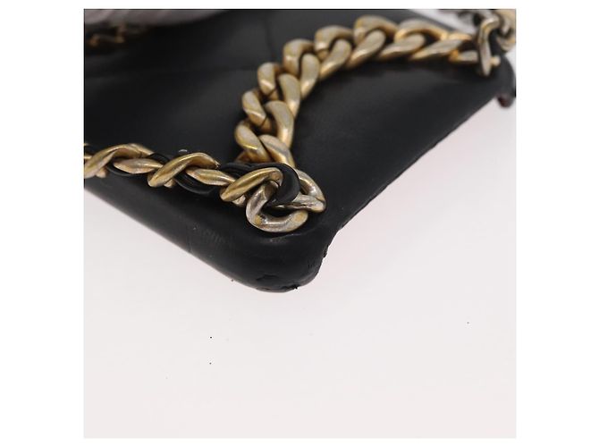 CHANEL Matelassé Corrente Capa para iPhone Bolsa Couro de Cordeiro Preto Ouro CC Auth BA12149A Dourado - vista 9