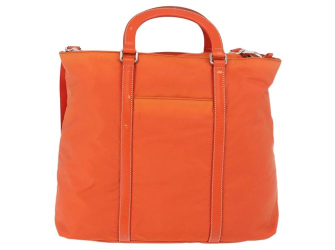 PRADA Bolso de mano de nailon 2 vías naranja plata Auth ti3826 - vista 2