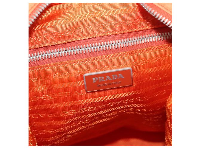 PRADA Bolso de mano de nailon 2 vías naranja plata Auth ti3826 - vista 21