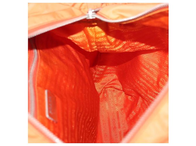 PRADA Bolso de mano de nailon 2 vías naranja plata Auth ti3826 - vista 22