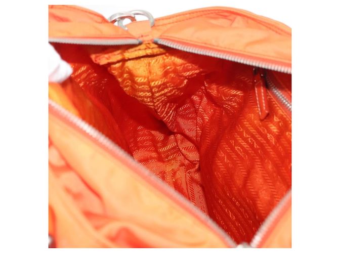 PRADA Bolso de mano de nailon 2 vías naranja plata Auth ti3826 - vista 23