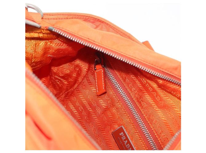PRADA Bolso de mano de nailon 2 vías naranja plata Auth ti3826 - vista 24