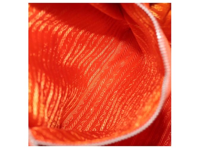 PRADA Bolso de mano de nailon 2 vías naranja plata Auth ti3826 - vista 25