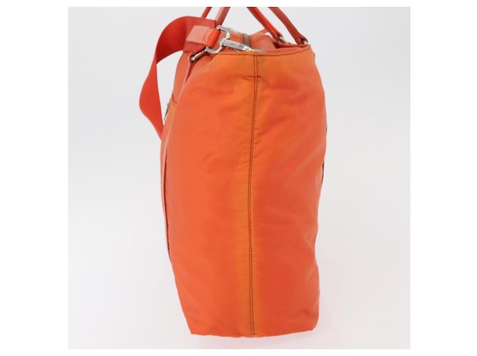 PRADA Bolso de mano de nailon 2 vías naranja plata Auth ti3826 - vista 3