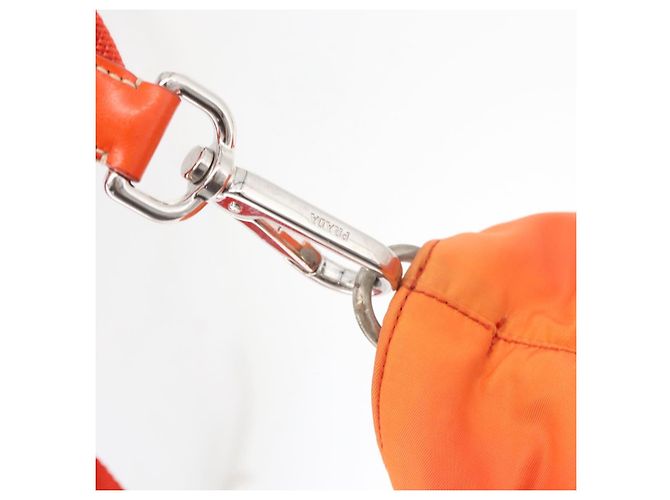 PRADA Bolso de mano de nailon 2 vías naranja plata Auth ti3826 - vista 9