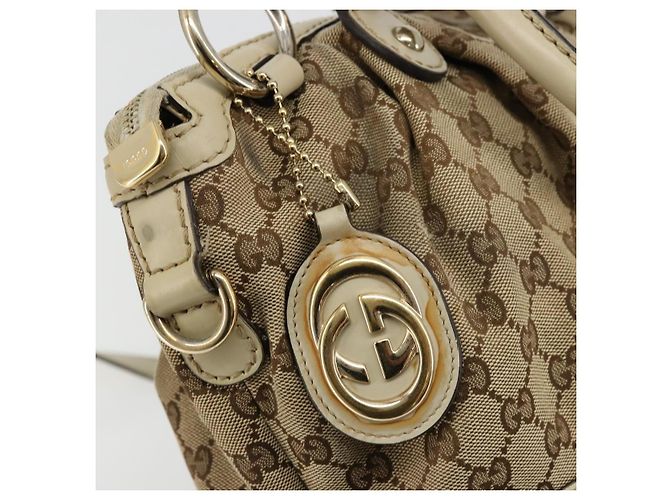 Gucci Borsa a mano GG Canvas 2way Beige Oro 247902 Auth 176270 D'oro - vista 10