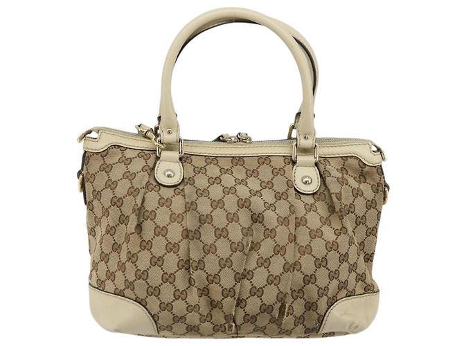 Gucci Borsa a mano GG Canvas 2way Beige Oro 247902 Auth 176270 D'oro - vista 2