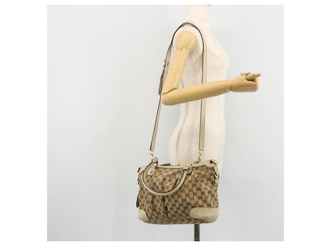 Gucci Borsa a mano GG Canvas 2way Beige Oro 247902 Auth 176270 D'oro - vista 26
