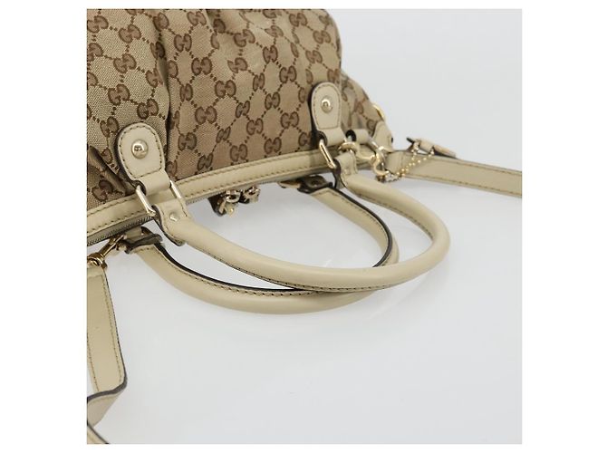 Gucci Borsa a mano GG Canvas 2way Beige Oro 247902 Auth 176270 D'oro - vista 7