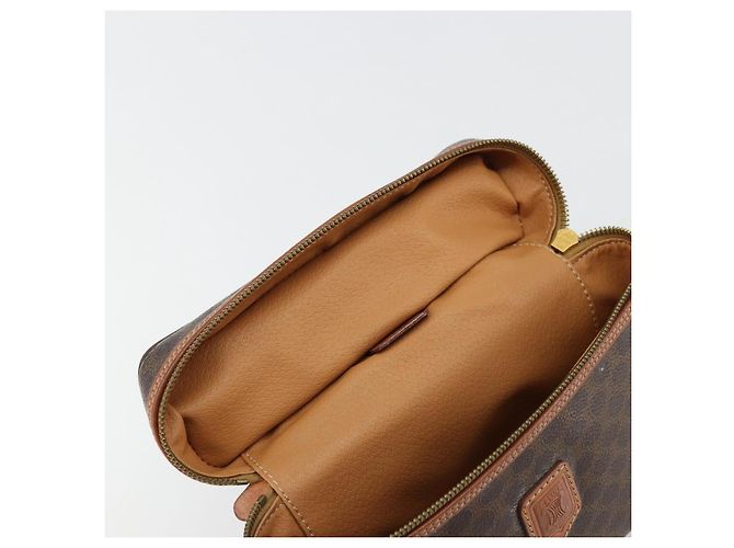 Céline Borsa a mano Vanity in tela Macadam CELINE in pelle PVC marrone e oro Auth ep14305 D'oro - vista 10