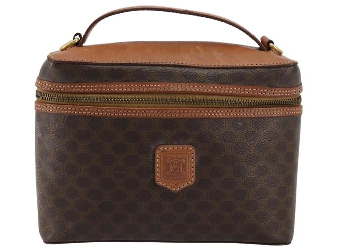 Céline Borsa a mano Vanity in tela Macadam CELINE in pelle PVC marrone e oro Auth ep14305 D'oro - vista 13