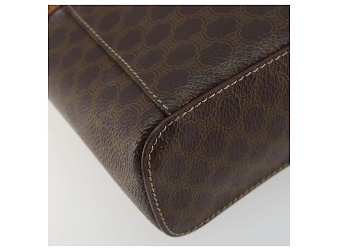 Céline Borsa a mano Vanity in tela Macadam CELINE in pelle PVC marrone e oro Auth ep14305 D'oro - vista 17