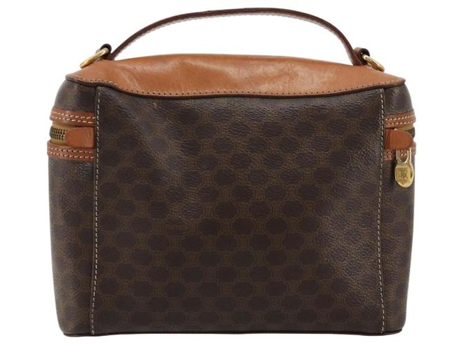 Céline Borsa a mano Vanity in tela Macadam CELINE in pelle PVC marrone e oro Auth ep14305 D'oro - vista 2