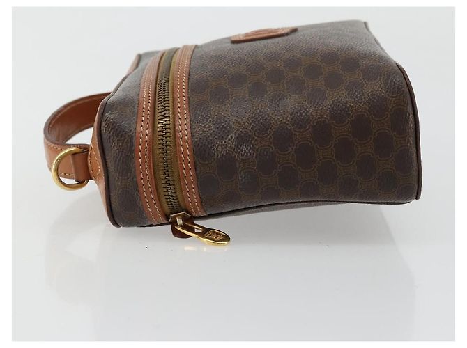 Céline Borsa a mano Vanity in tela Macadam CELINE in pelle PVC marrone e oro Auth ep14305 D'oro - vista 4