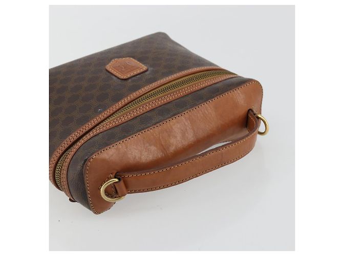 Céline Borsa a mano Vanity in tela Macadam CELINE in pelle PVC marrone e oro Auth ep14305 D'oro - vista 6