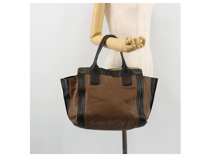 Chloé Borsa Tote in Pelle Marrone Oro Auth bs34603 D'oro - vista 19