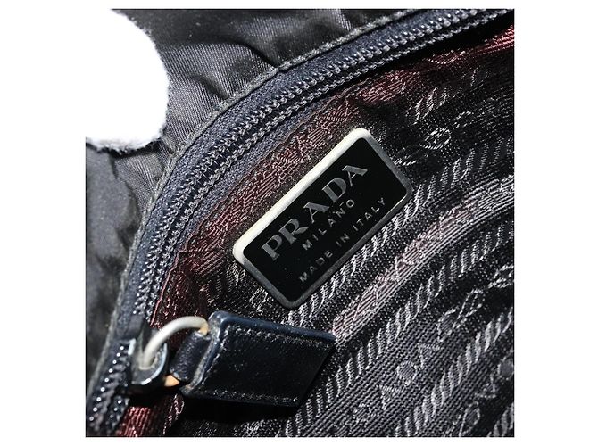 Bolsa de Ombro PRADA em Nylon Preto Prata Autêntica bs34675 - vista 10