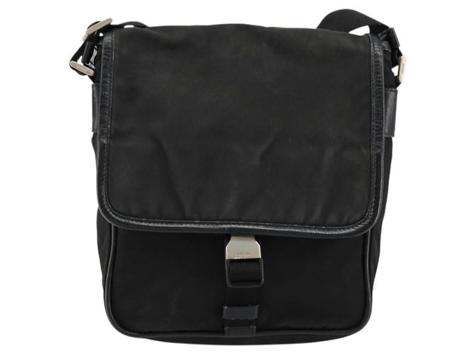 Bolsa de Ombro PRADA em Nylon Preto Prata Autêntica bs34675 - vista 13