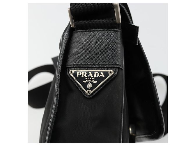 Bolsa de Ombro PRADA em Nylon Preto Prata Autêntica bs34675 - vista 18