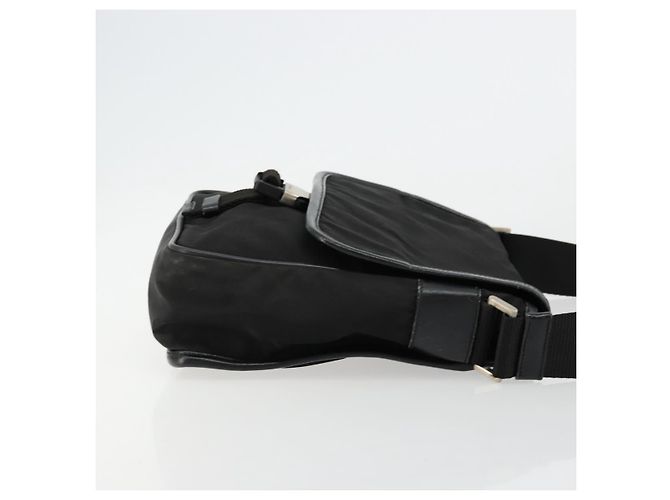 Bolsa de Ombro PRADA em Nylon Preto Prata Autêntica bs34675 - vista 3