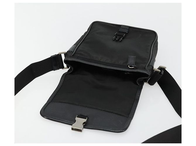 Bolsa de Ombro PRADA em Nylon Preto Prata Autêntica bs34675 - vista 9