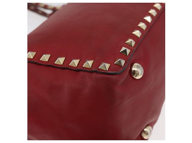 VALENTINO Borsa Rock Studs in pelle 2 in 1 Rossa Oro Auth BA12287 Rosso D'oro - vista 10