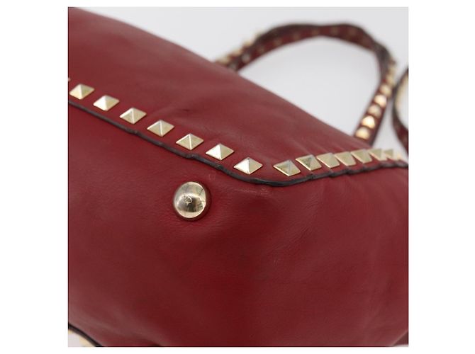 VALENTINO Borsa Rock Studs in pelle 2 in 1 Rossa Oro Auth BA12287 Rosso D'oro - vista 15